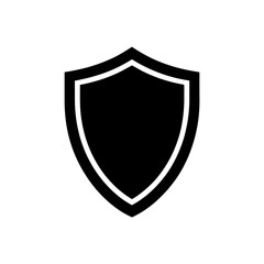 Simple black shield icon on transparent background silhouette