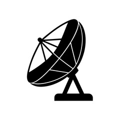 Silhouette satellite dish on transparent background
