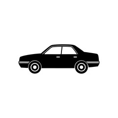 Silhouette of a sedan car on transparent background