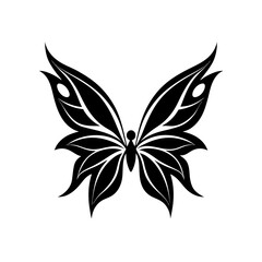 Black butterfly detailed on transparent background silhouette