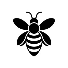 Stylized bee black icon on transparent background silhouette