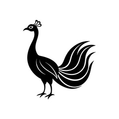 Silhouette of a peacock on transparent background