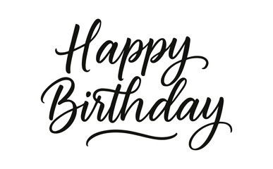 Fototapeta premium Elegant birthday calligraphy greeting with decorative script on white background