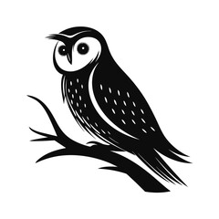 Silhouette of an owl perched on a tree branch