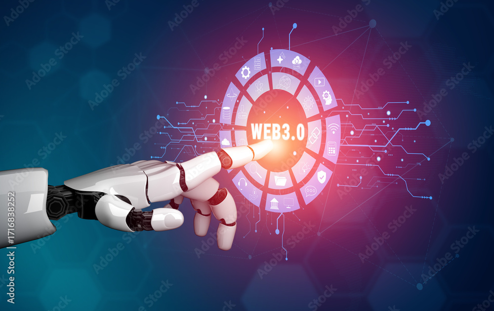 Poster ai integration in the web 3.0 technology ecosystem and its digital applications. an interface showca