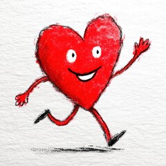 Running heart character illustration