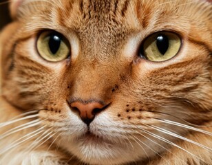 close-up of a cat&rsquo;s nose and whiskers, fine hairs and warm natural tones in soft light