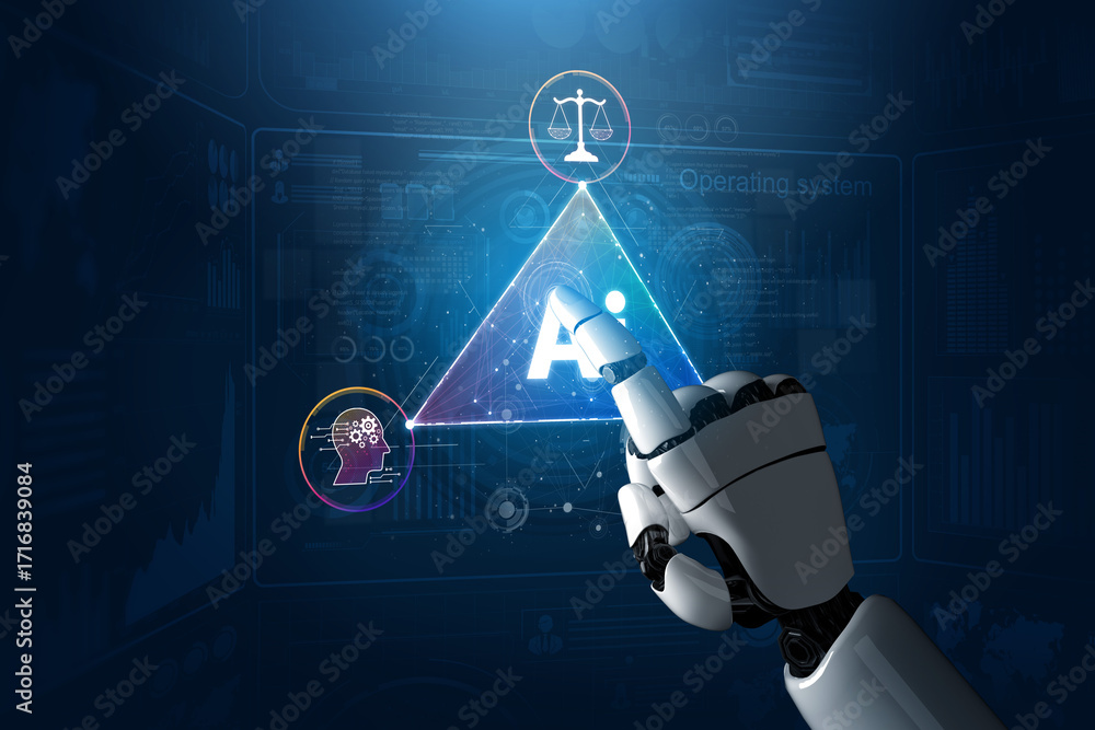 Poster ai brain processes big data with generative ai, llms, and machine learning to support business decis