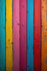 A vibrant display of colorful wooden planks, showcasing a spectrum of hues and textures.