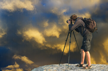 photographer in mountain