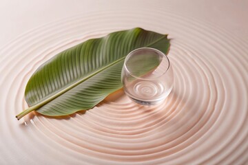 Banana Leaves on White Background With Glass Ripple Effect Enhancing Nature's Beauty