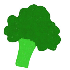 Hand Drawing Oil Pastel Broccoli