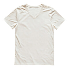 Naklejka premium Plain Crream V-neck T-shirt mockup, perfect for design presentations, customization, and branding on a transparent background