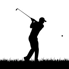 Silhouette of a golfer swinging a club capturing the moment of impact vector