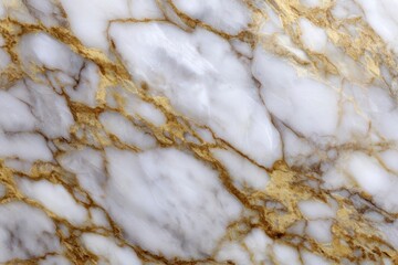 White marble slab displaying gold veining patterns across the surface