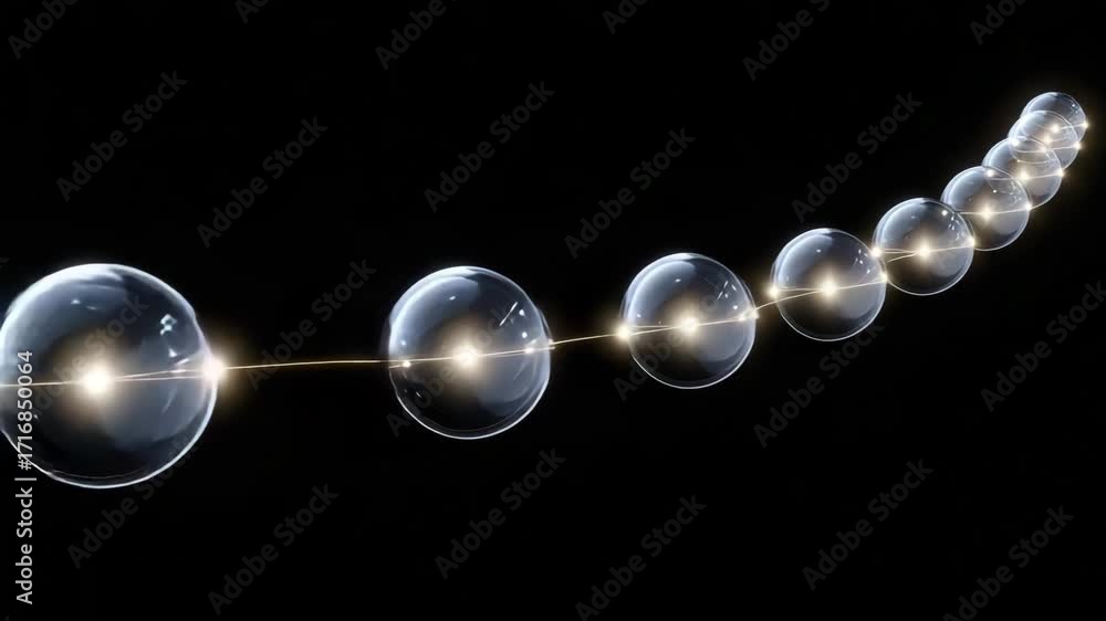 Poster a captivating visual of luminous spheres linked together, symbolizing the connection between energy 