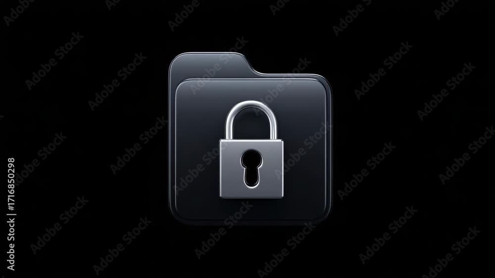 Poster a digital folder icon featuring a padlock, symbolizing data security and privacy in the digital age.