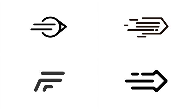 Abstract motion logos with geometric shapes conveying speed, vision, and direction - Powered by Adobe