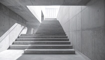 Fototapeta premium Abstract Grey Concrete Staircase Architecture