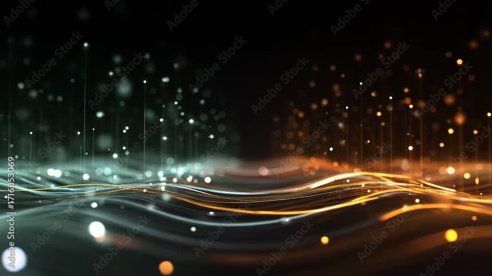 Poster abstract digital waves of light with vibrant colors creating a stunning visual effect, perfect for b