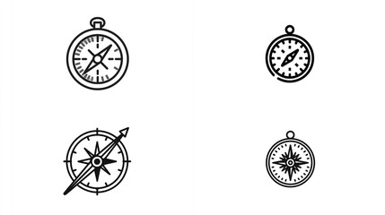 Navigate with these compass icons, featuring various designs for direction and exploration