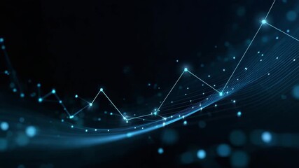 Abstract digital wave of glowing particles and lines representing data flow and technology in a modern background. - Powered by Adobe