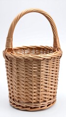 Light-beige wicker basket with handle