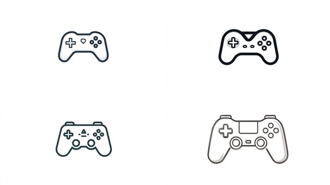 Game on Four game controller outline vectors, a quartet of virtual recreation