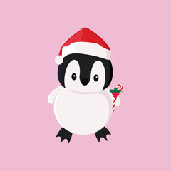 Illustration of a Christmas penguin