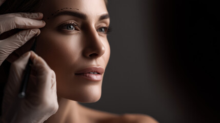 Plastic surgeon preparing patient for medical procedure