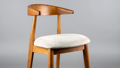 Light-brown wooden chair with cream-colored seat