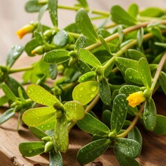 fresh mint on a wooden table