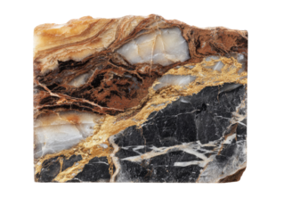 Rectangular slab of variegated marble