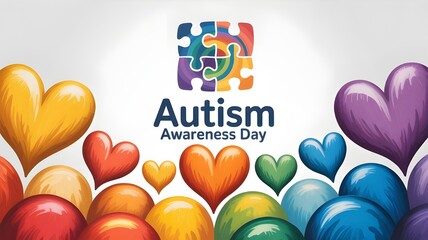 Autism logo with puzzle pieces isolated on white background. World autism awareness day icon design. Vector stock