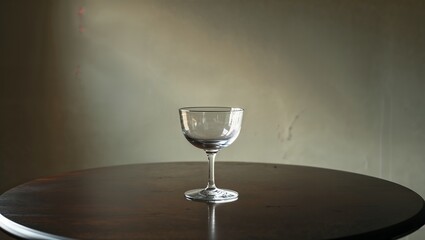 Empty Wine Glass on Dark Wooden Table
