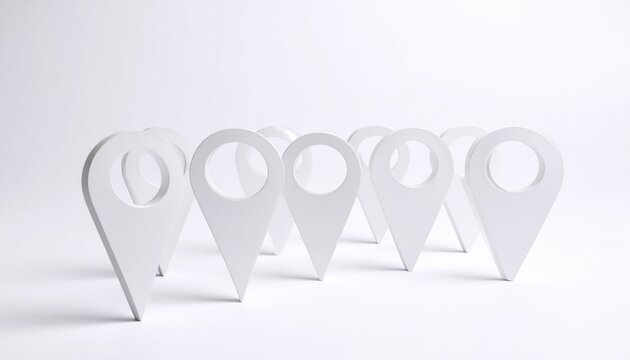 White Location Markers on White Background