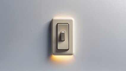 Illuminated Light Switch on Neutral Wall, On/Off, Electricity, Power, Energy, Home, Minimalist Design