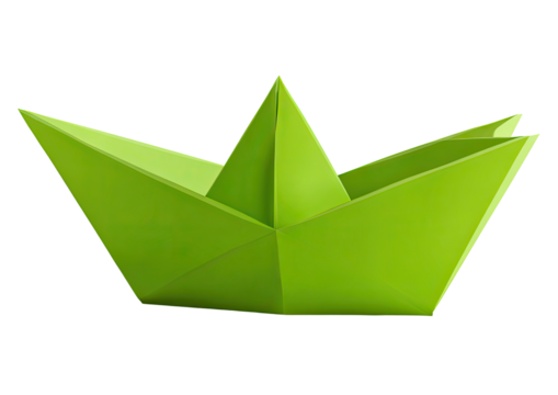 Bright green origami boat - Powered by Adobe