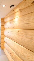 Light-filled wooden wall paneling