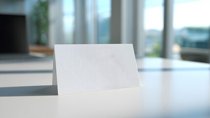 Horizontally folded white card with a subtle vertical ribbed texture standing upright.