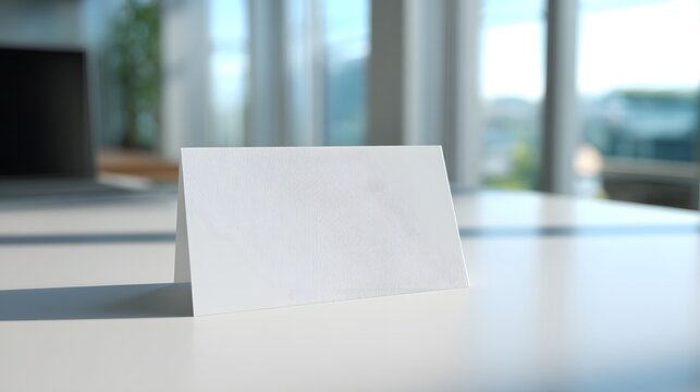 Horizontally folded white card with a subtle vertical ribbed texture standing upright.