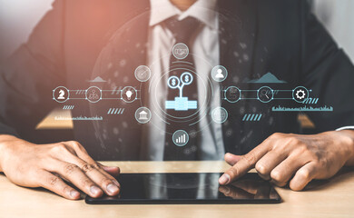 Financial investment strategy for business growth and wealth management. A concept of funding,...