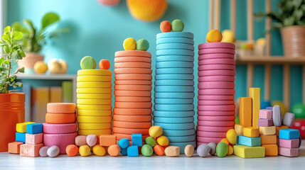 Colorful stacked shapes educational toys