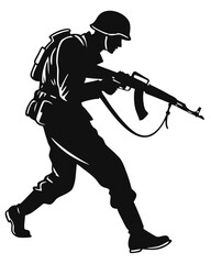  Soldier with Submachine Gun Silhouette &ndash; Vector File, Transparent Background