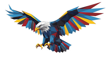 Eagle Flying Geometric Design with Spread Wings on White