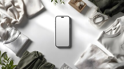 Modern black smartphone with a blank white screen featuring a sleek design and a top notch ideal for mockups.