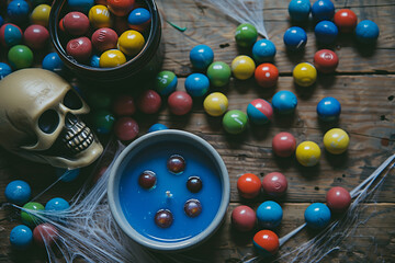 Spooky Skull Candy Bowl with Halloween Treats