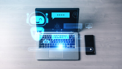 AI chatbot improves virtual assistant interaction. AI chatbot processes text, supports users, AI...