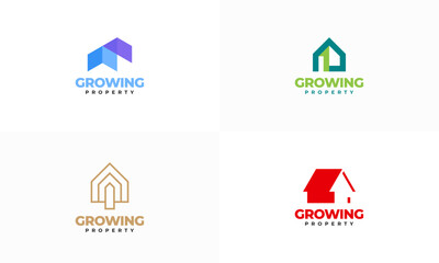 Set of real estate house logo template, Growing Property logo concept vector, Real Estate Apartment Building Logo Business Chart Logo design Urban City