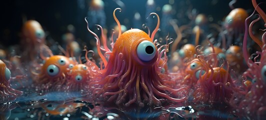 Tiny figures from life Kraken goblin,generative AI